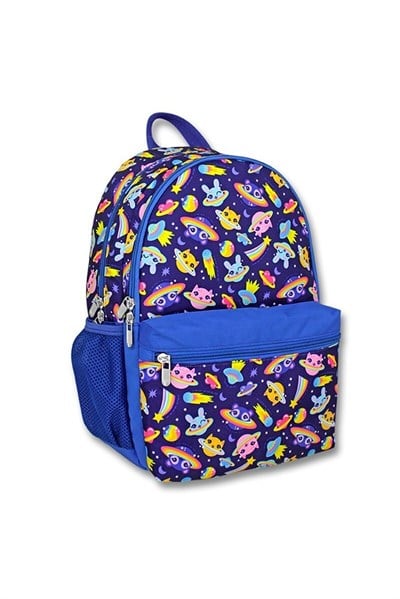 Famebag-Ümit Çanta-Cennec Mavi Sevimli Gezegen Desenli  Çocuk İlkokul Çantası- Beslenme Çantası Seti