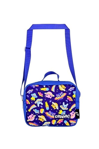 Famebag-Ümit Çanta-Cennec Mavi Sevimli Gezegen Desenli  Çocuk İlkokul Çantası- Beslenme Çantası Seti