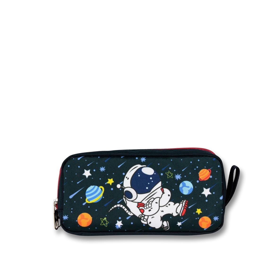 Famebag-Ümit Çanta Lisanslı Siyah Kırmızı Astronot Sırt Çantası- Beslenme Ve Kalem Çantası Seti