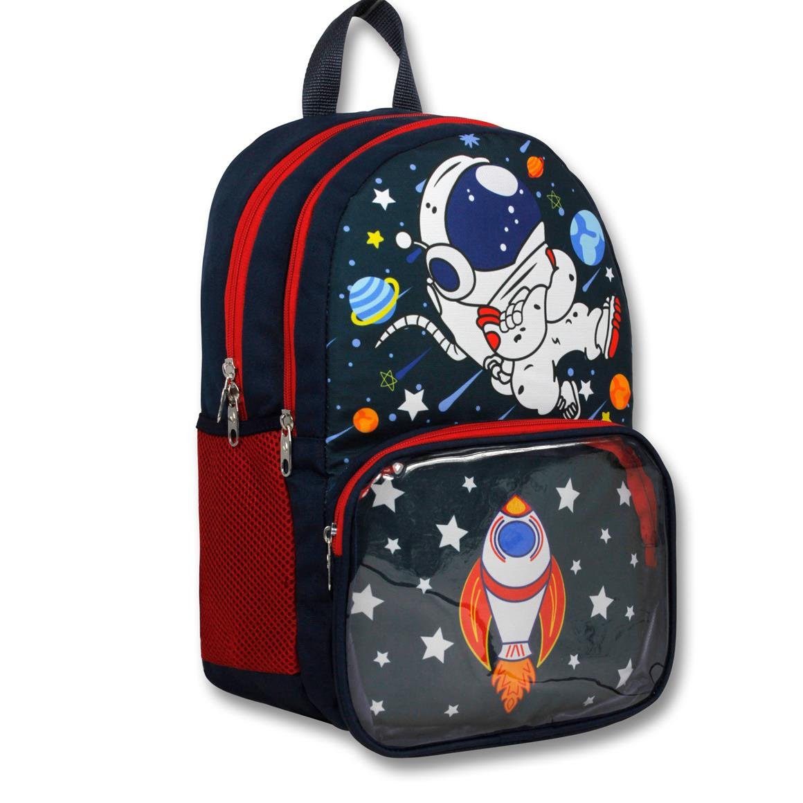 Famebag-Ümit Çanta Lisanslı Siyah Kırmızı Astronot Sırt Çantası- Beslenme Ve Kalem Çantası Seti