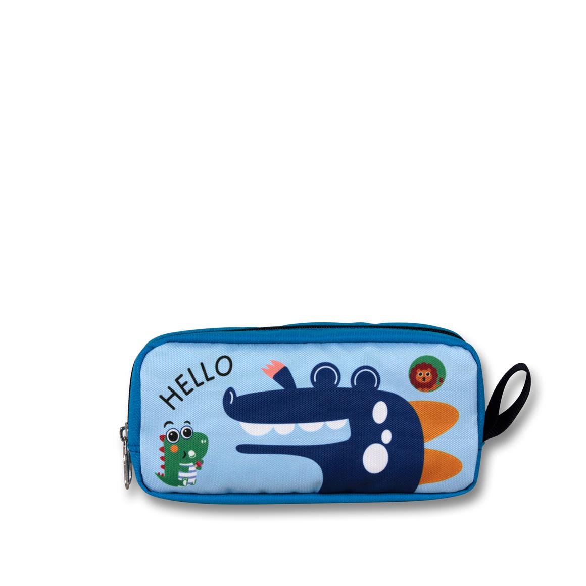 Famebag-Ümit Çanta Mavi Sevimli Timsah Okul Çantası Beslenme Ve Kalem Çantası Seti