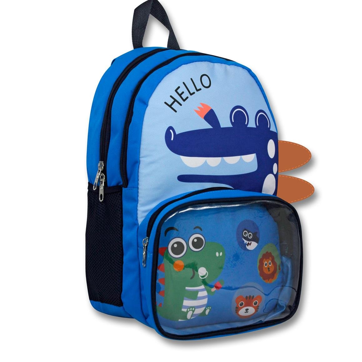 Famebag-Ümit Çanta Mavi Sevimli Timsah Okul Çantası Beslenme Ve Kalem Çantası Seti