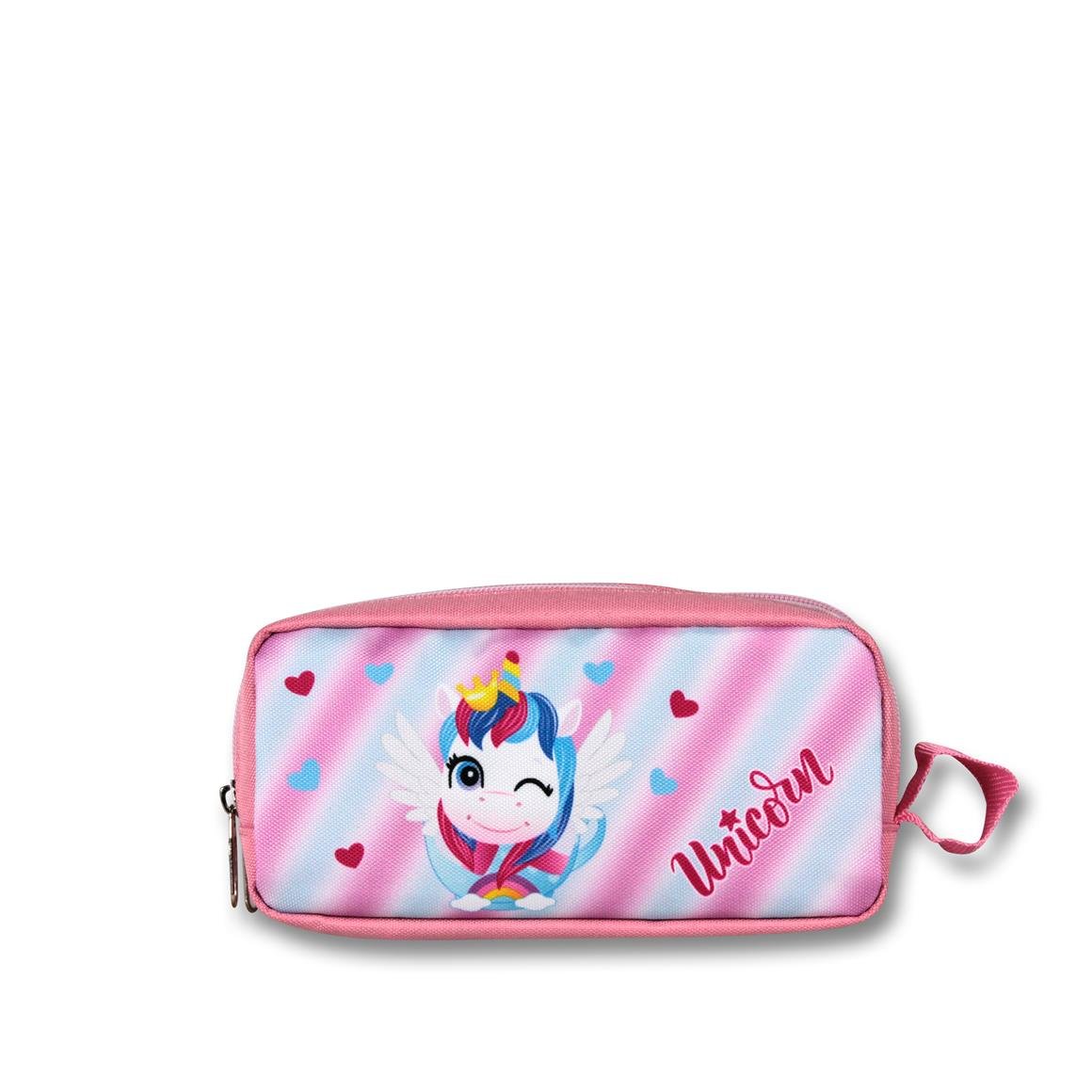 Famebag-Ümit Çanta Pembe Sevimli Unicorn Okul Çantası Beslenme Ve Kalem Çantası Seti