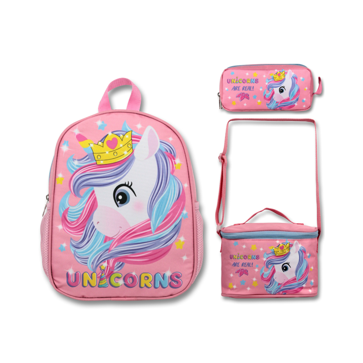 Famebag-Ümit Çanta Renkli Unicorn Anaokulu Çantası Beslenme Ve Kalem Çantası Seti