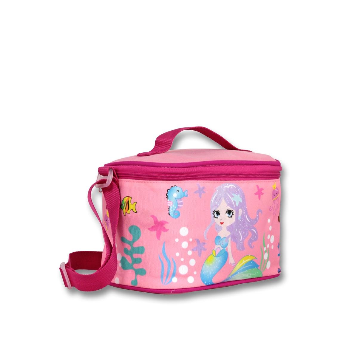 Famebag-Ümit Çanta Şeffaf Bölmeli Pembe Deniz Kızı Okul Çantası Beslenme Ve Kalem Çantası Seti