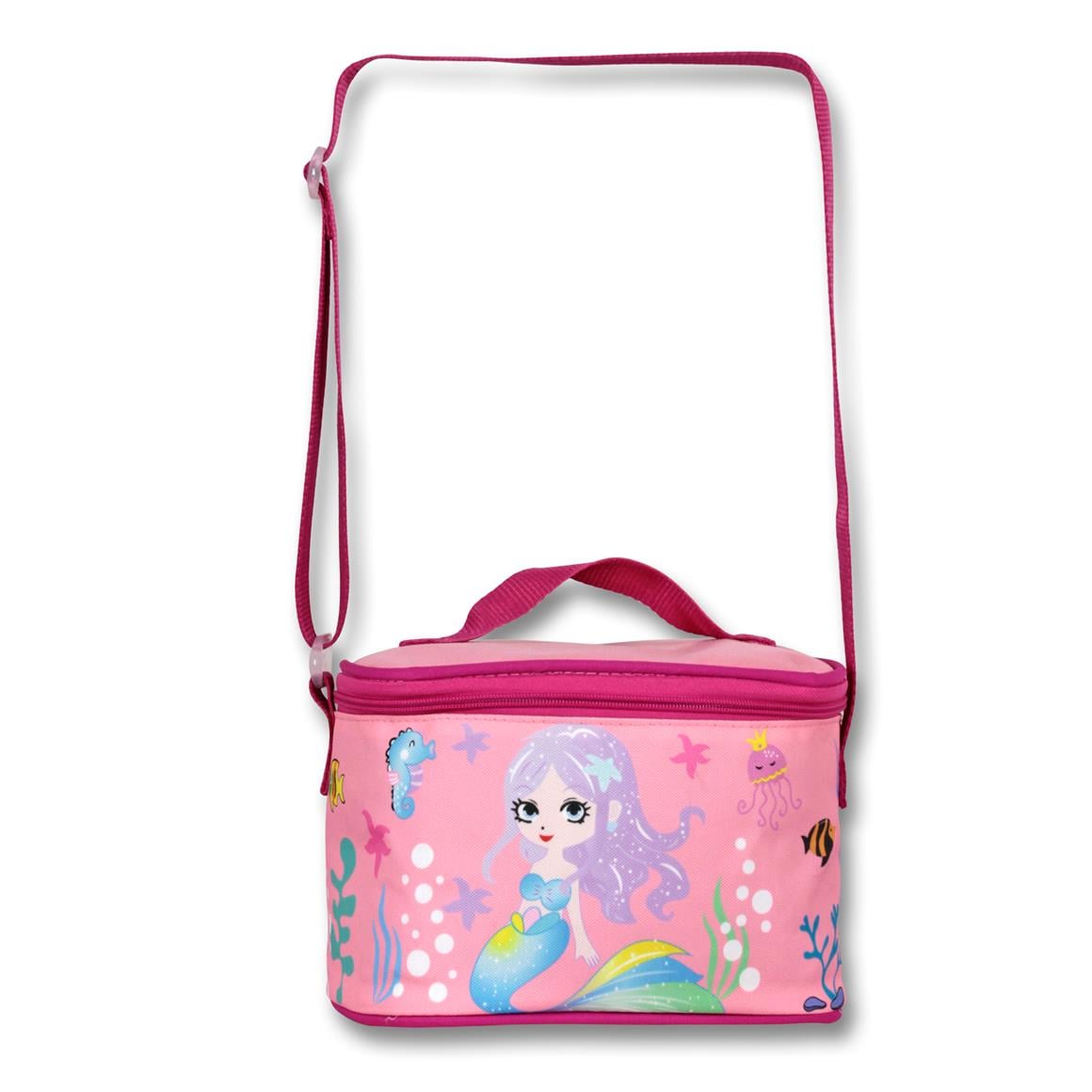 Famebag-Ümit Çanta Şeffaf Bölmeli Pembe Deniz Kızı Okul Çantası Beslenme Ve Kalem Çantası Seti