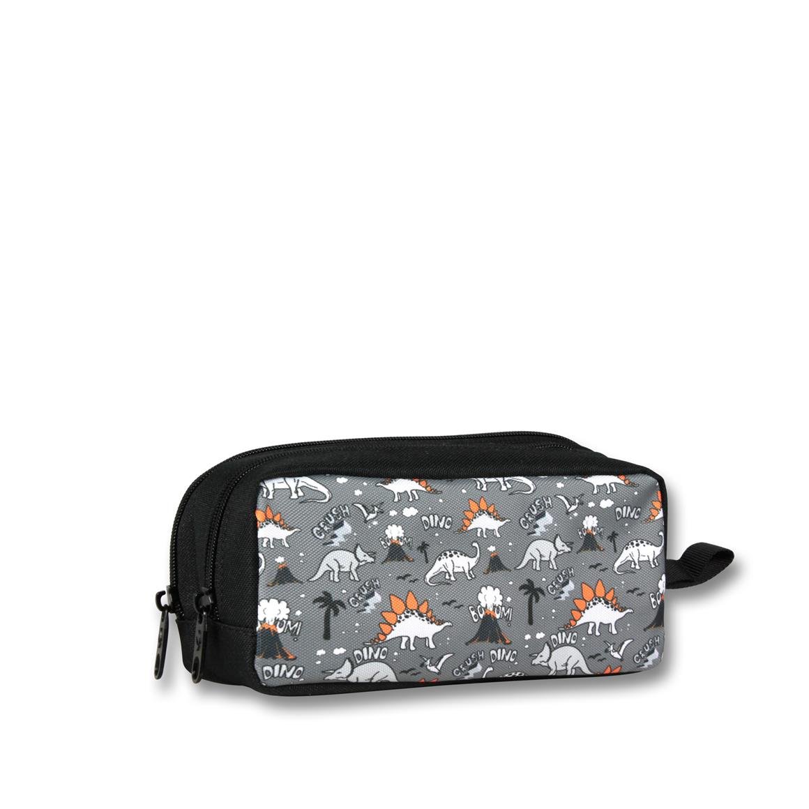 Famebag-Ümit Çanta Siyah Gri Dinazor Anaokulu Çantası Beslenme Ve Kalem Çantası Seti