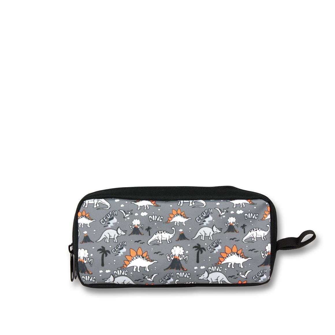 Famebag-Ümit Çanta Siyah Gri Dinazor Anaokulu Çantası Beslenme Ve Kalem Çantası Seti