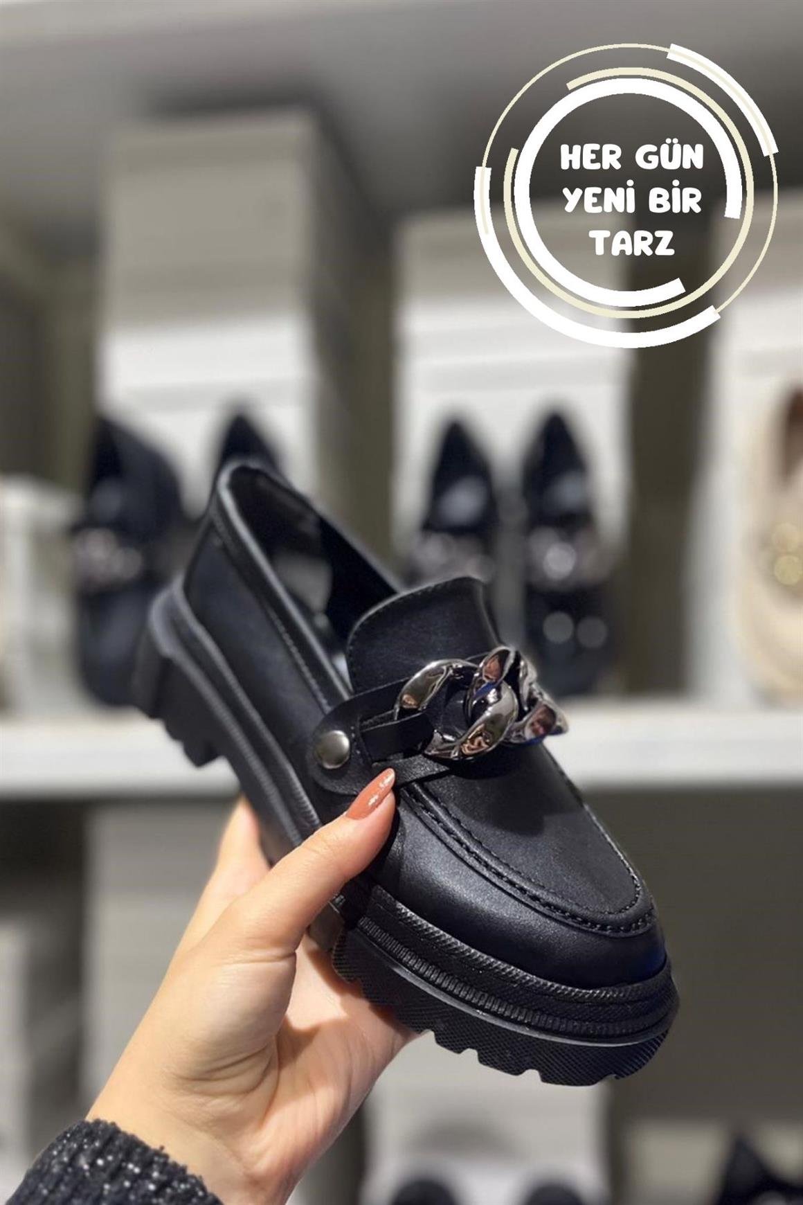 Gilga Loafer Kalın Taban Rugan Kadın Ayakkabısı