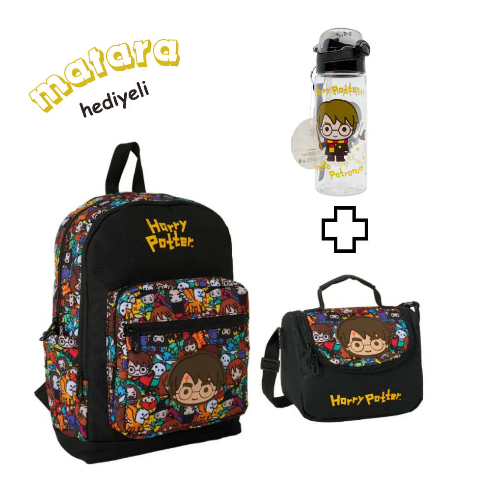 Harry Potter İlk Ve Ortaöğretim Okul Çantası Ve Beslenme Çantası-Matara Hediyeli