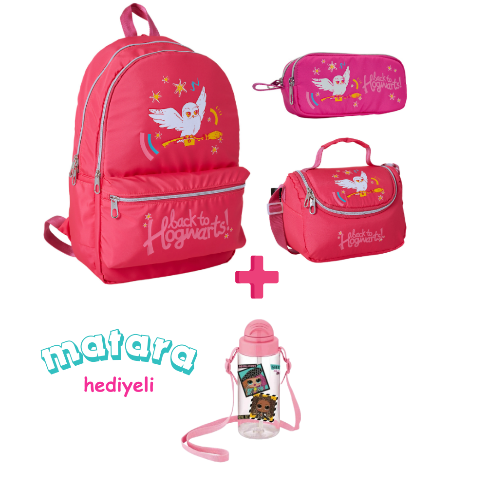 Harry Potter İlk Ve Ortaöğretim Okul Çantası-Beslenme Ve kalem Çantası-Matara Hediye