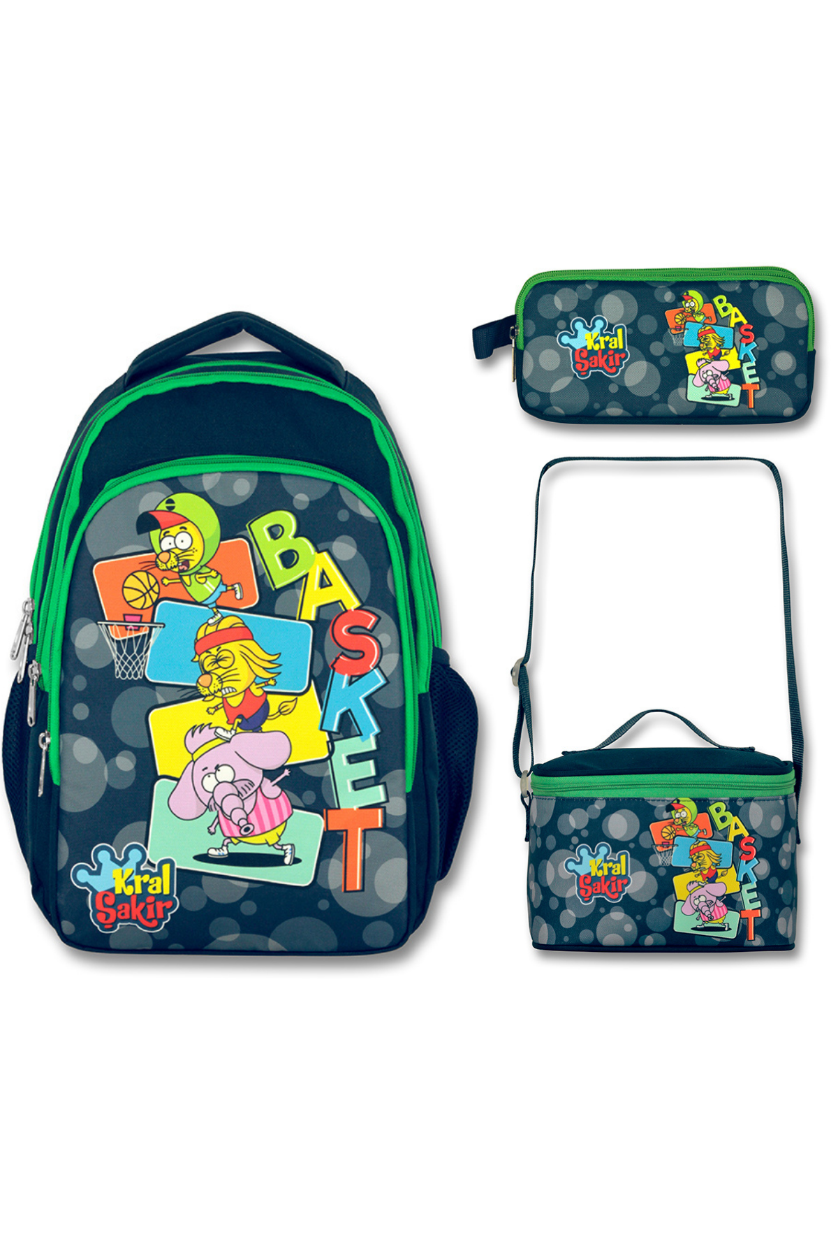 Kral Şakir Basket Ilk Ve Ortaöğretim Okul Çantası Beslenme Çantası Ve Kalem Çantası Seti