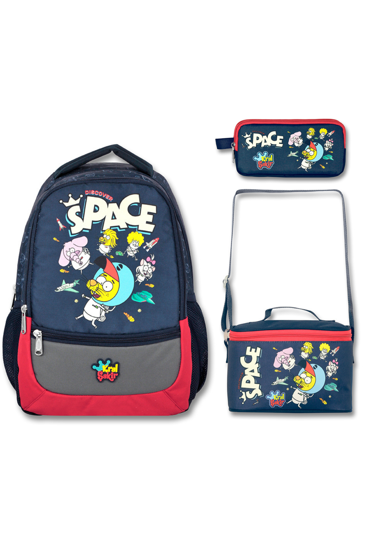 Kral Şakir Space Ilk Ve Ortaöğretim Okul Çantası Beslenme Çantası Ve Kalem Çantası Seti