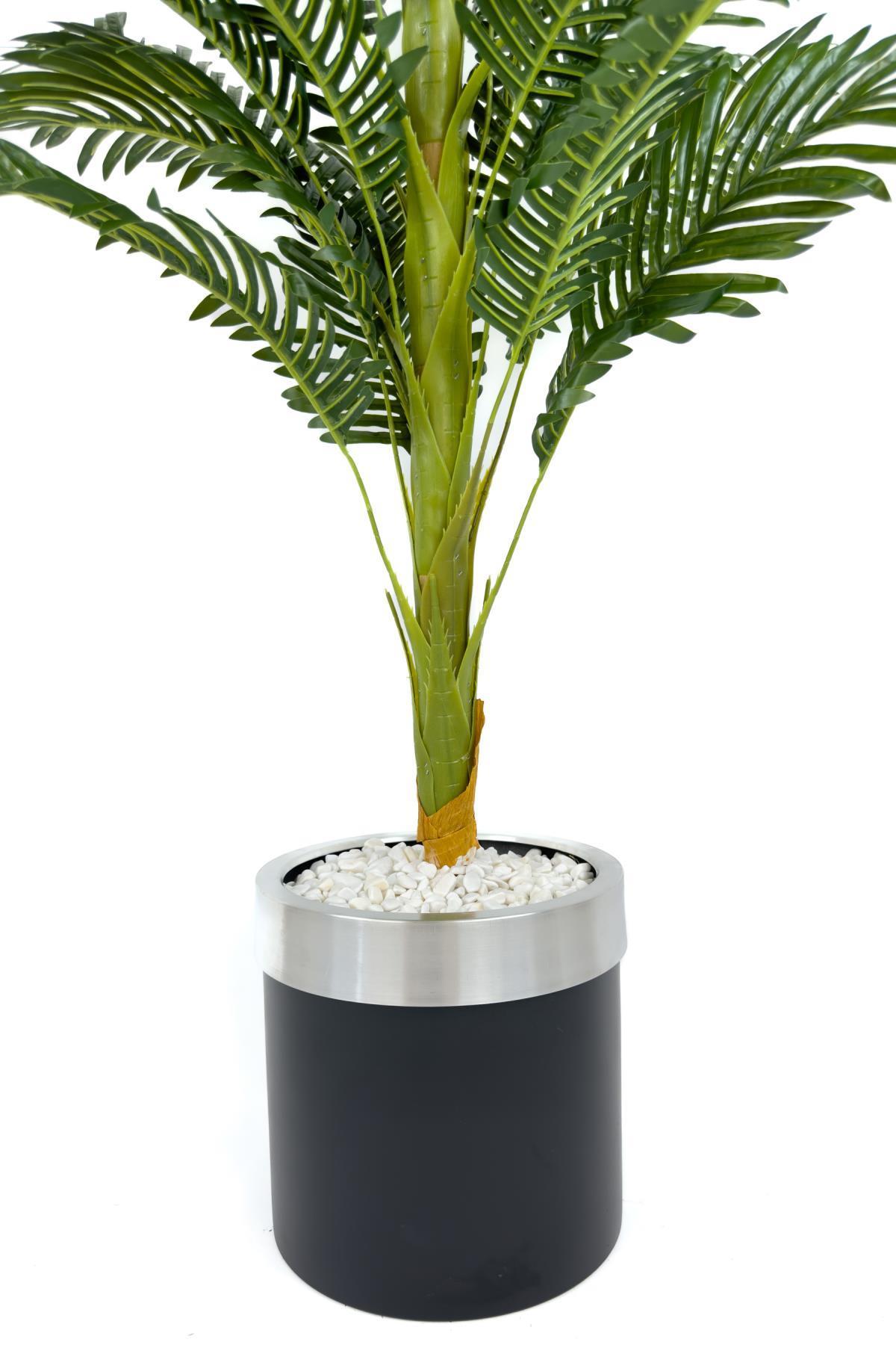 Areka Palmiyesi 150cm metal siyah gümüş saksıda