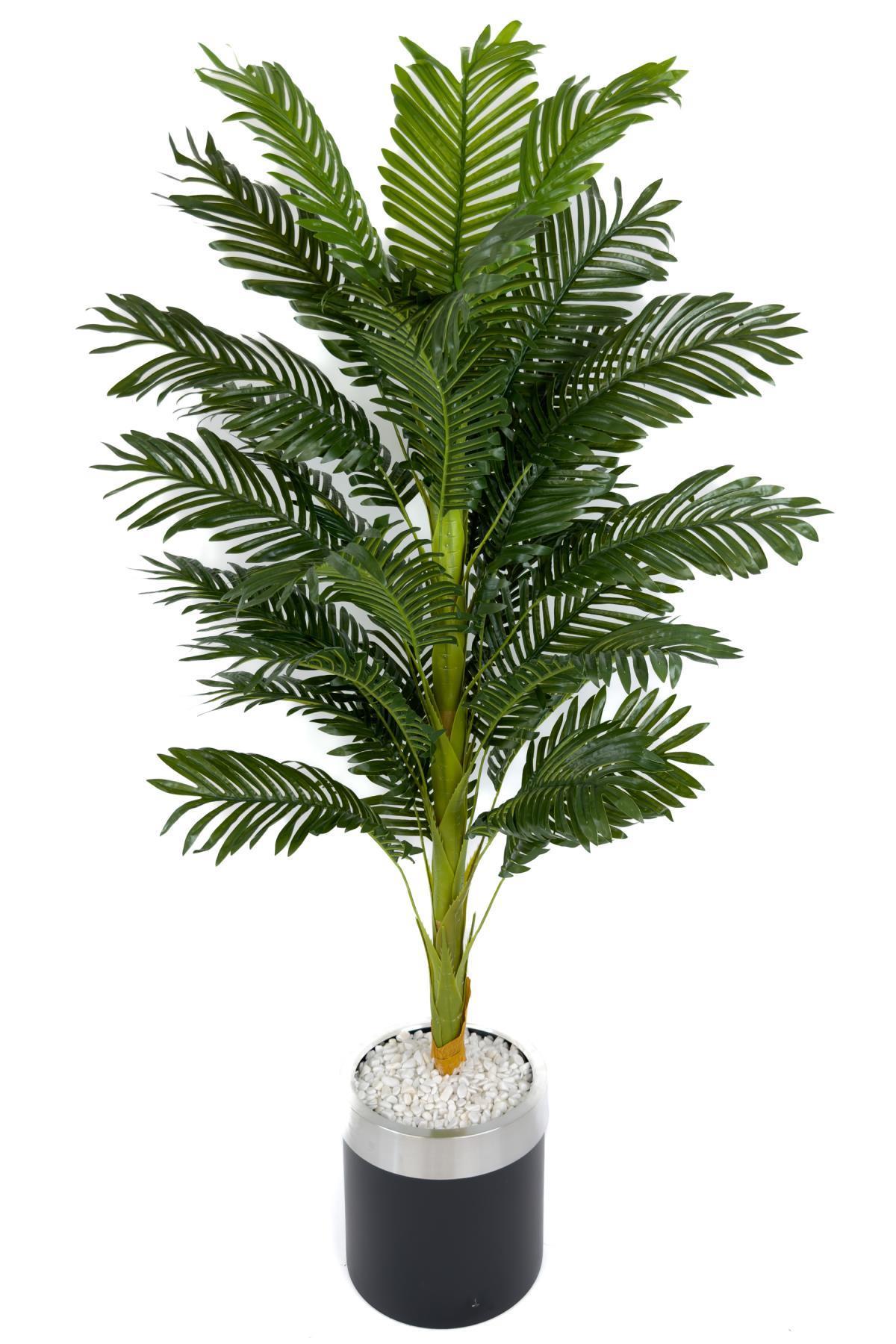 Areka Palmiyesi 150cm metal siyah gümüş saksıda