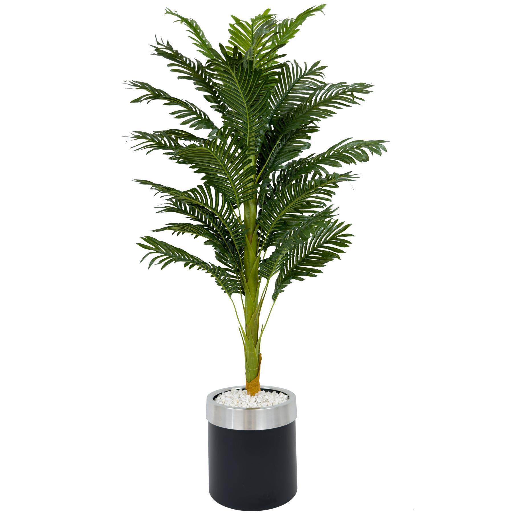 Areka Palmiyesi 150cm metal siyah gümüş saksıda