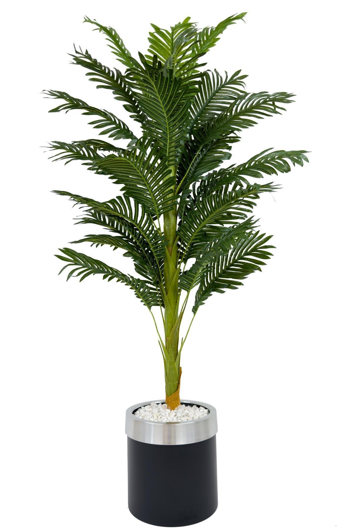 Areka Palmiyesi 150cm metal siyah gümüş saksıda