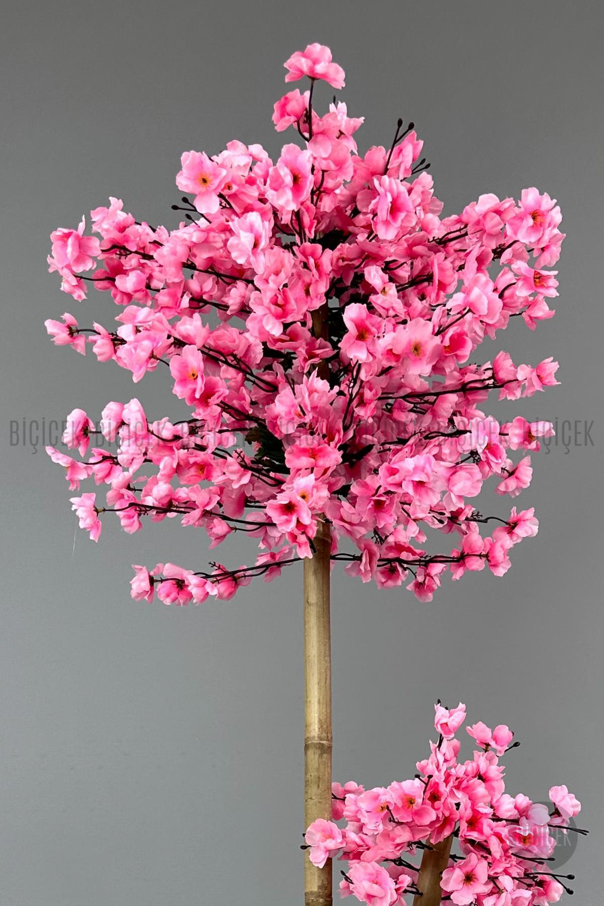 Yapay Ağaç Doğal Bambu Gövdeli Japon Ağacı Pembe Bahar Dalı Ağacı 125cm