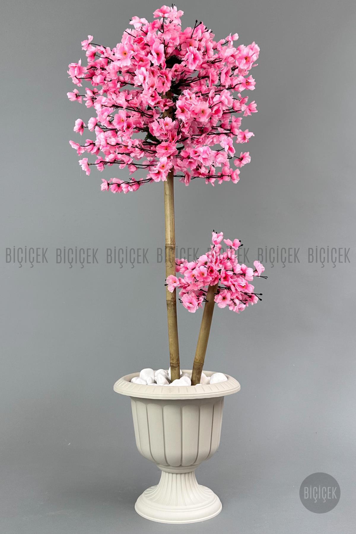 Yapay Ağaç Doğal Bambu Gövdeli Japon Ağacı Pembe Bahar Dalı Ağacı 125cm