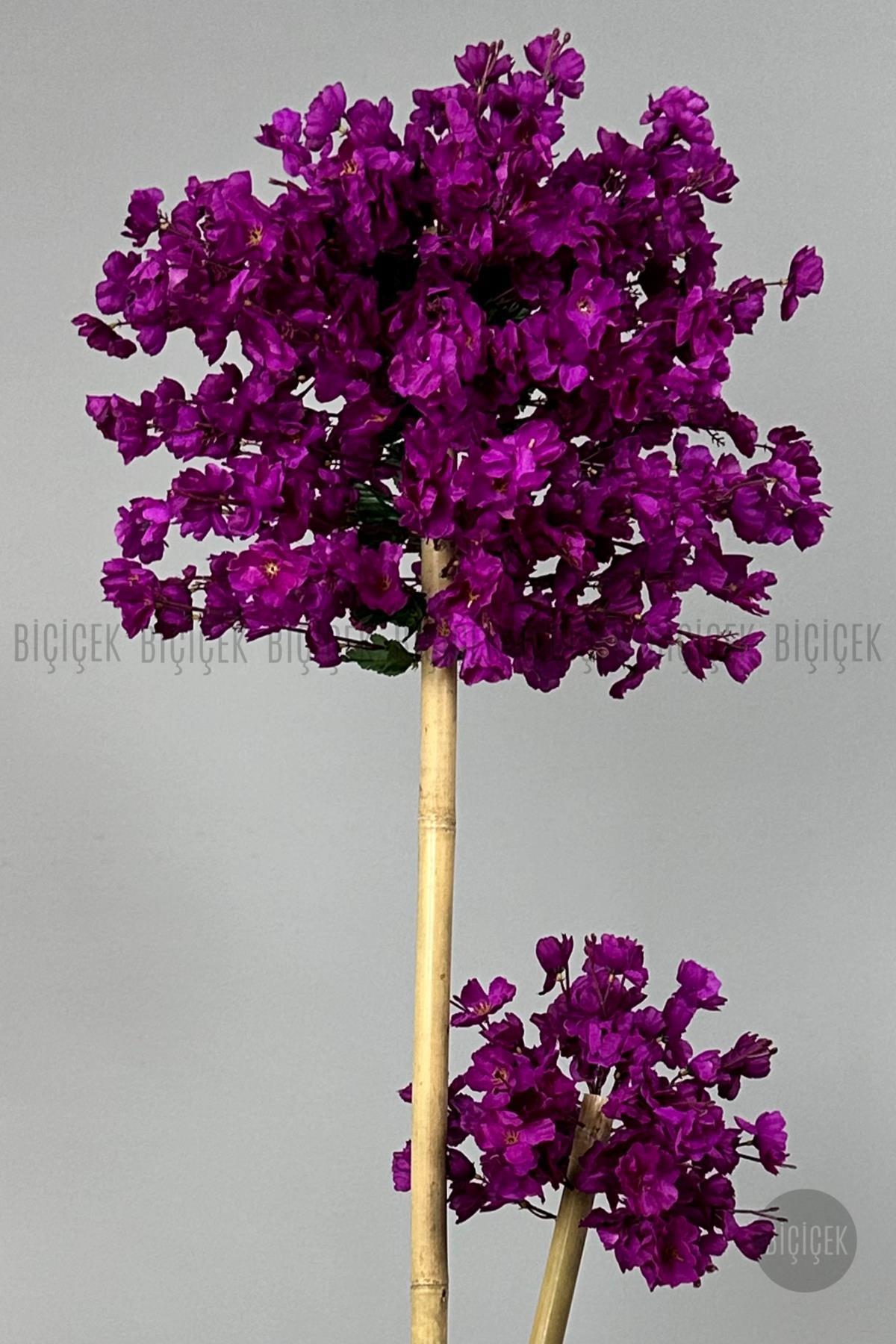Yapay Ağaç Doğal Bambu Gövdeli Japon Ağacı Mor Bahar Dalı Ağacı 125cm 
