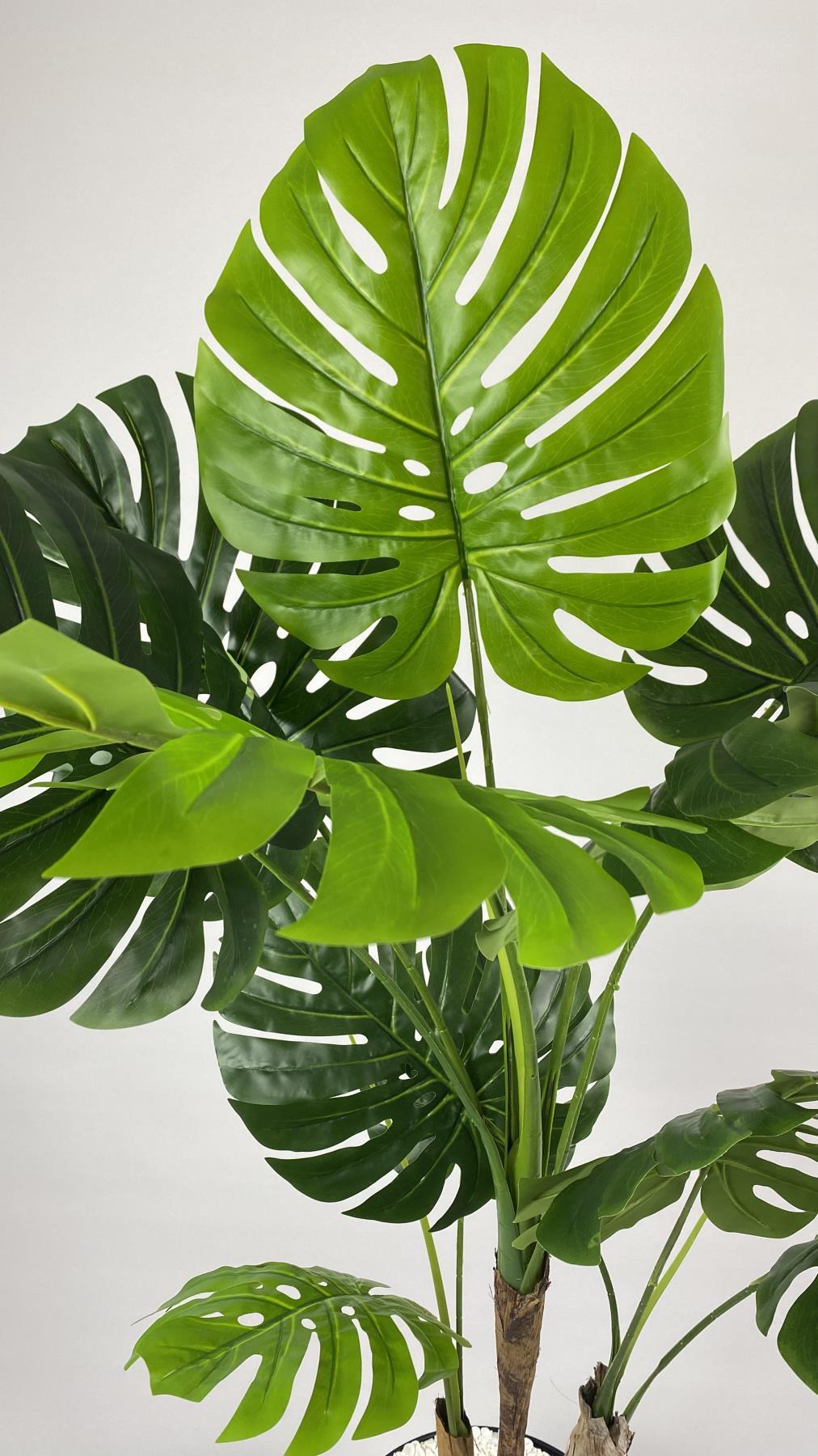 YAPAY AĞAÇ MONSTERA BAMBU GÖVDELİ 150CM DEVETABANI AĞACI BÜYÜK BOY SİYAH RENK YAKUT SAKSIDA
