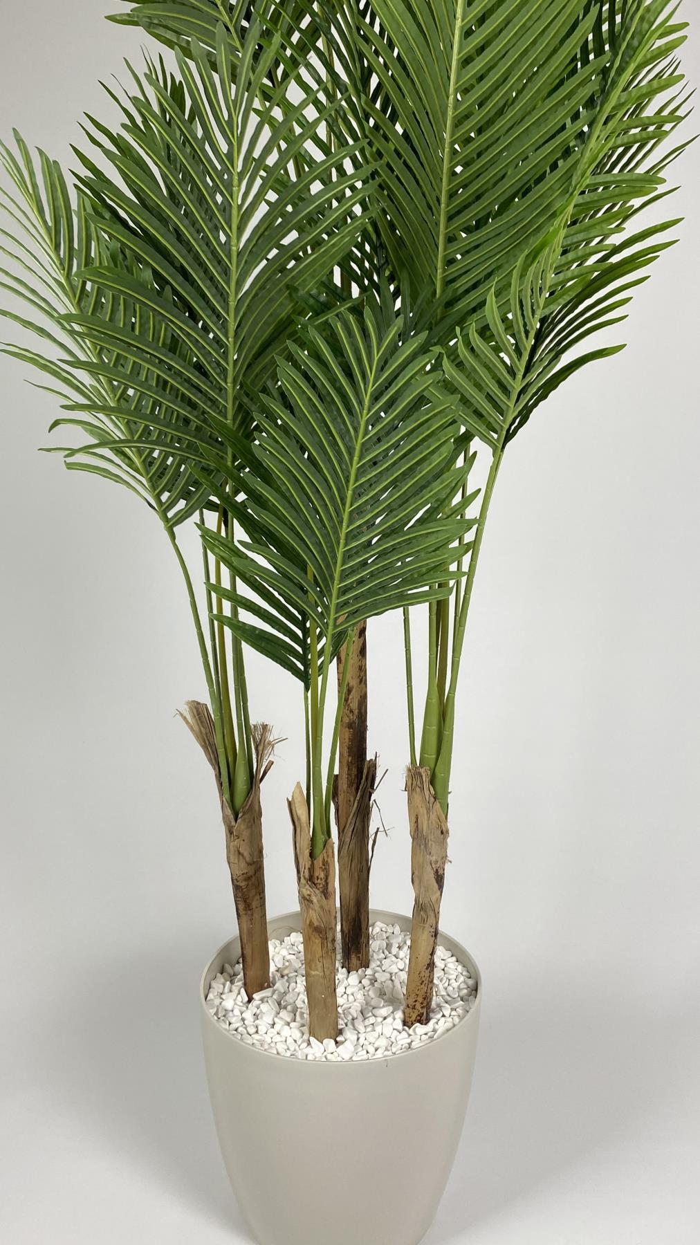 YAPAY AREKA AĞACI  BÜYÜK BOY PALMİYE AĞACI 4 BAMBU GÖVDELİ 220CM KIRIKBEYAZ RENK YAKUT SAKSIDA