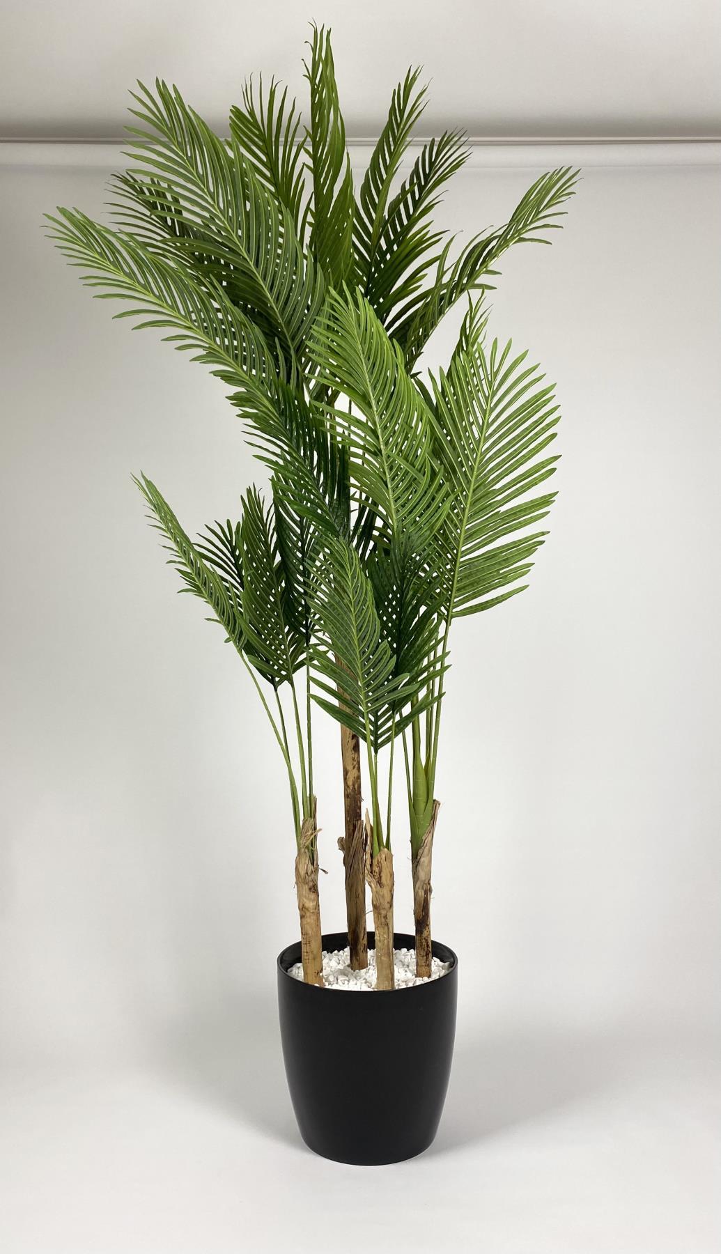 YAPAY AREKA AĞACI  BÜYÜK BOY PALMİYE AĞACI 4 BAMBU GÖVDELİ 220CM SİYAH RENK BÜYÜK BOY YAKUT SAKSIDA