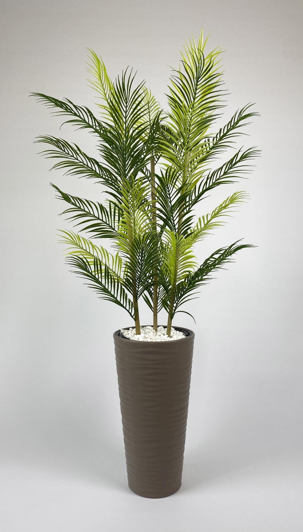 YAPAY AREKA AĞACI PALMİYE AĞACI 33 YAPRAKLI BAMBU GÖVDELİ BEJ KUMSAL SAKSI SALON ÇİÇEĞİ 150CM