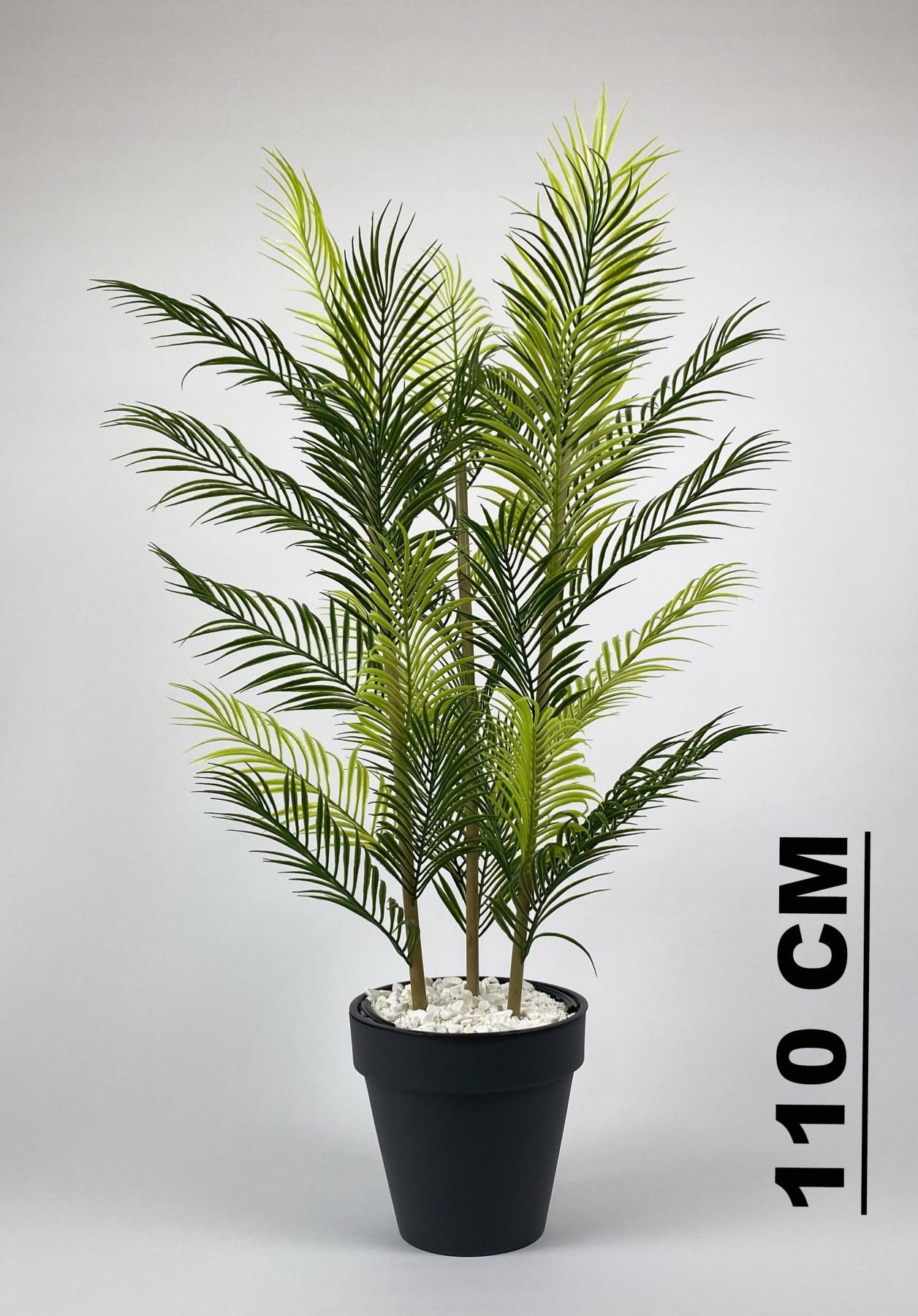 YAPAY AREKA AĞACI PALMİYE AĞACI 33 YAPRAKLI BAMBU GÖVDELİ ANTRASİT YALI SAKSIDA SALON ÇİÇEĞİ 110CM