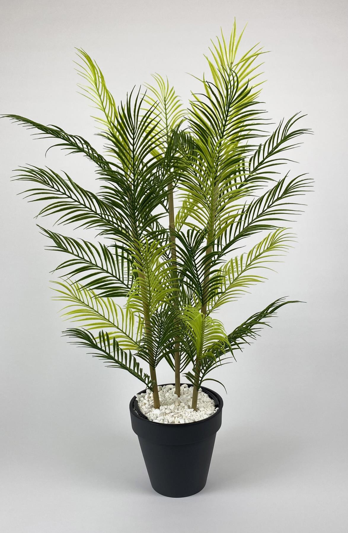 YAPAY AREKA AĞACI PALMİYE AĞACI 33 YAPRAKLI BAMBU GÖVDELİ ANTRASİT YALI SAKSIDA SALON ÇİÇEĞİ 110CM