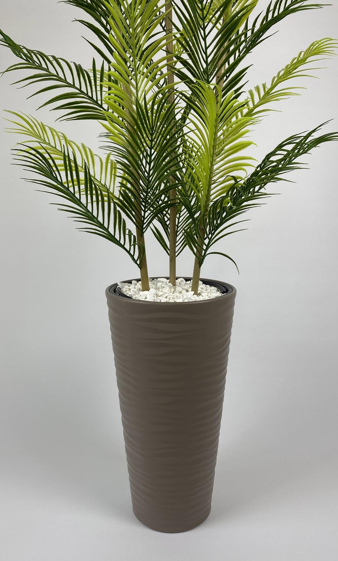 YAPAY AREKA AĞACI PALMİYE AĞACI 33 YAPRAKLI BAMBU GÖVDELİ BEJ KUMSAL SAKSI SALON ÇİÇEĞİ 150CM