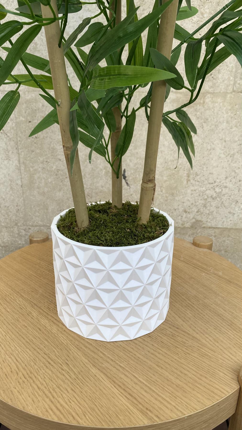 YAPAY BAMBU AĞACI 110CM DEKORATİF BEYAZ BETON SAKSIDA