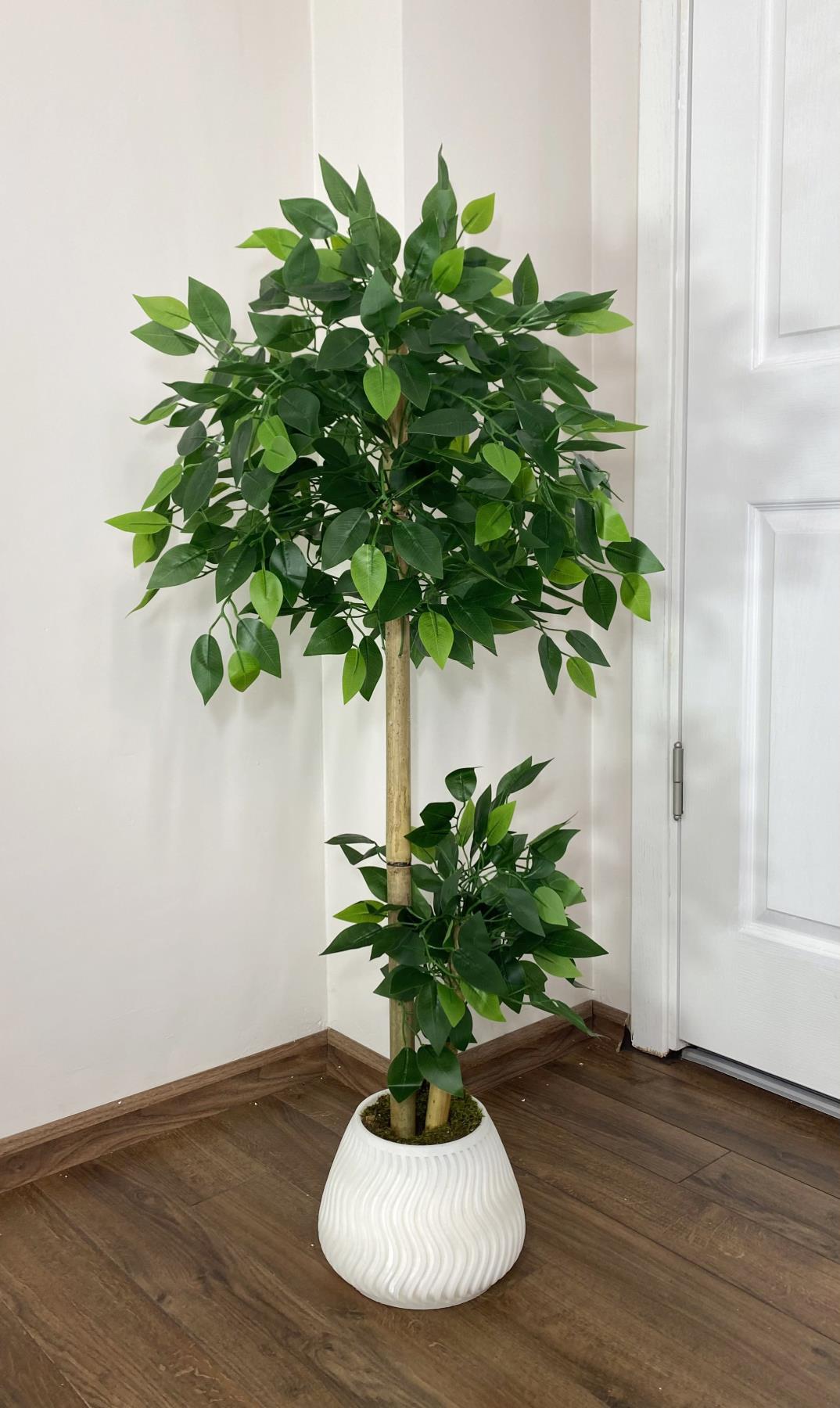 YAPAY BAMBU AĞACI 140cm +125cm BENJAMİN AĞACI YOĞUN YAPRAKLI