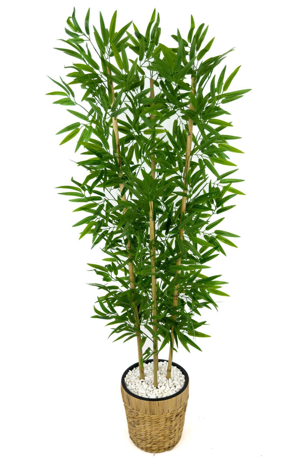 Yapay bambu ağacı 140cm hasır saksıda