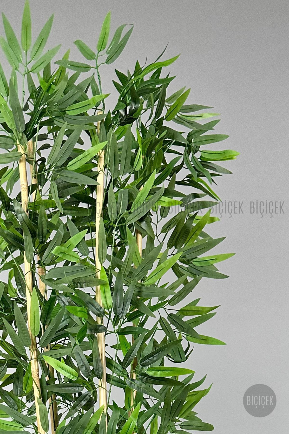 Yapay bambu ağacı 140cm siyah gold metal saksıda