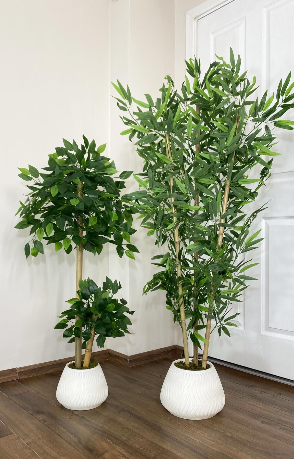 YAPAY BAMBU AĞACI 160CM + 125CM BENJAMİN AĞACI YOĞUN YAPRAKLI