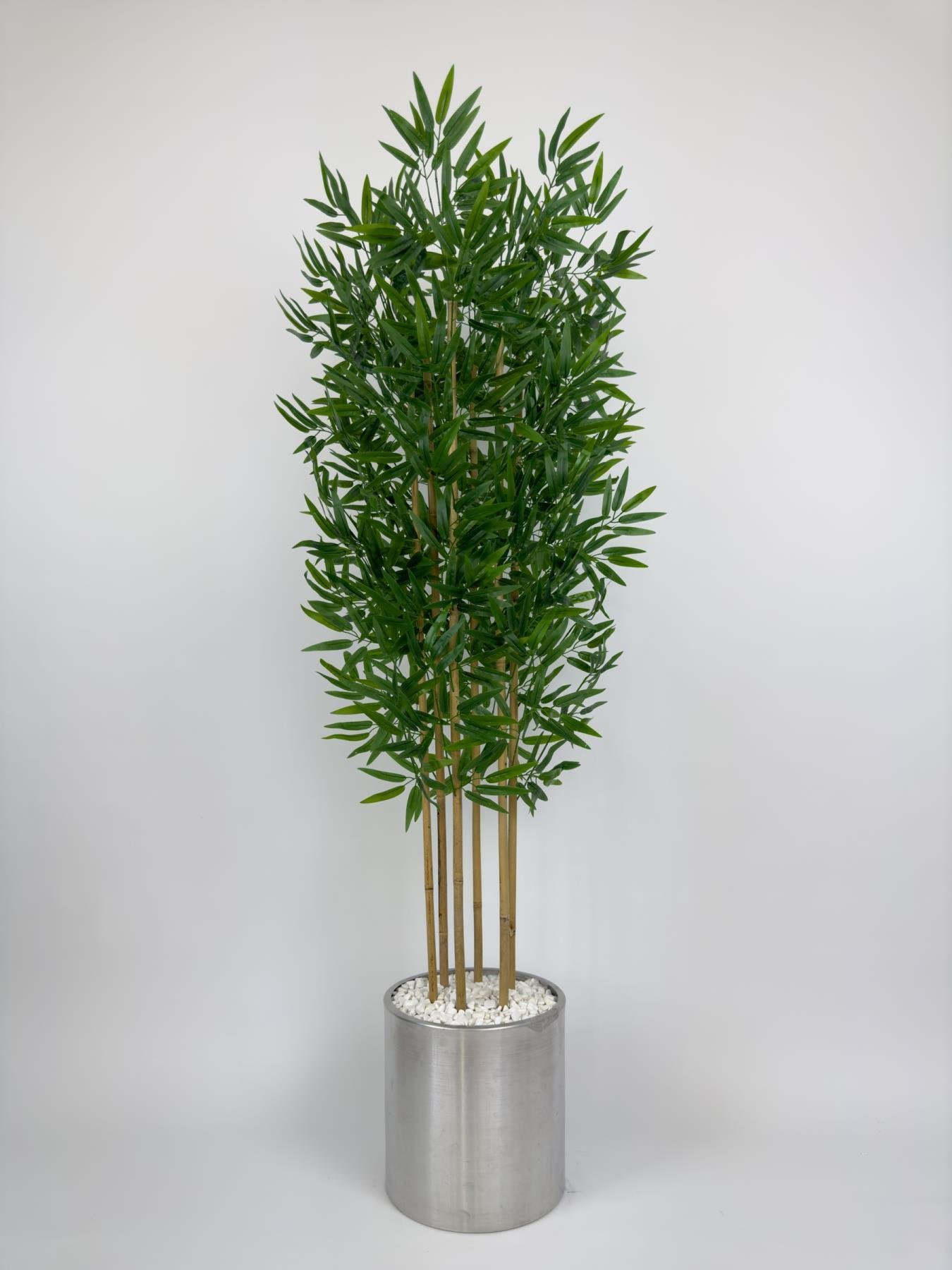 Yapay bambu ağacı 170cm gümüş metal saksıda