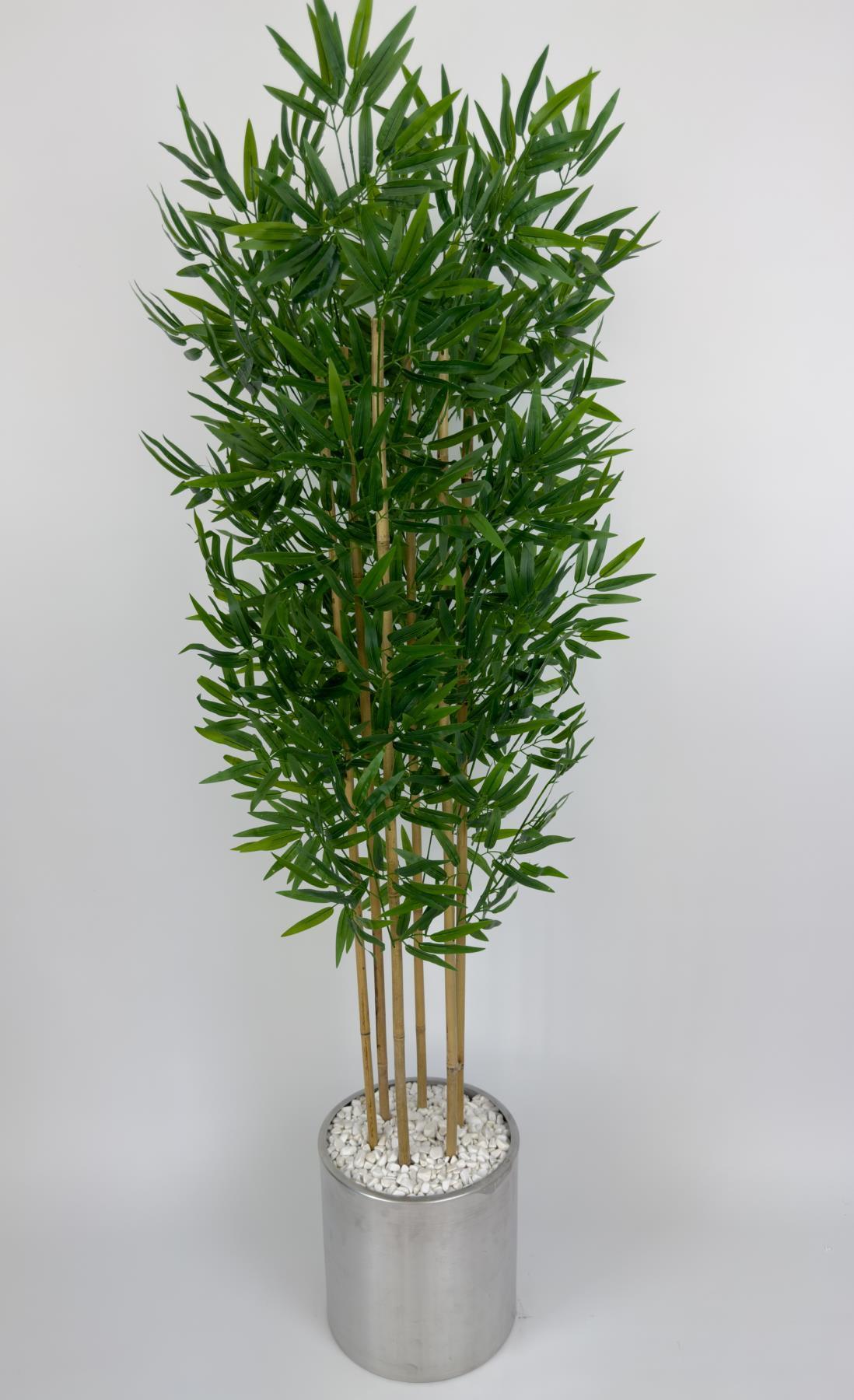 Yapay bambu ağacı 170cm gümüş metal saksıda