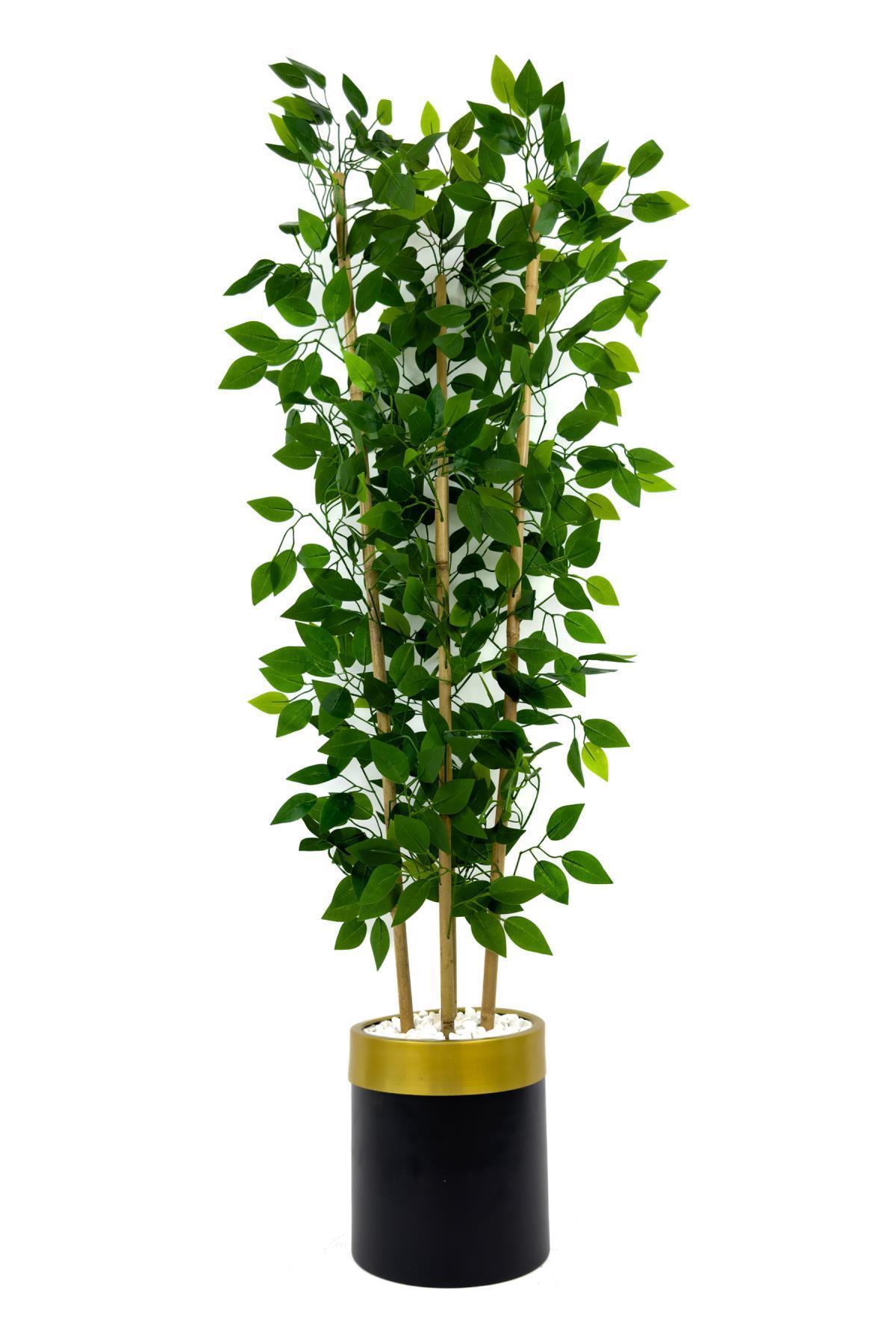 Yapay benjamin ağacı 140cm siyah gold metal saksıda