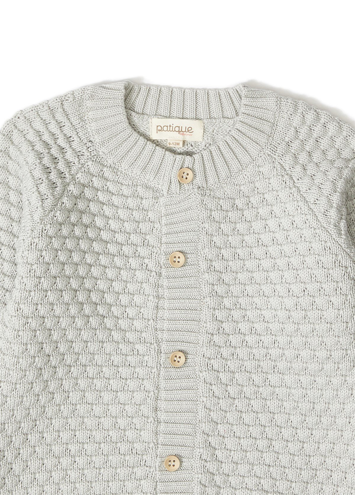 Açık Gri Organik Pamuk Triko Bebek Hırka