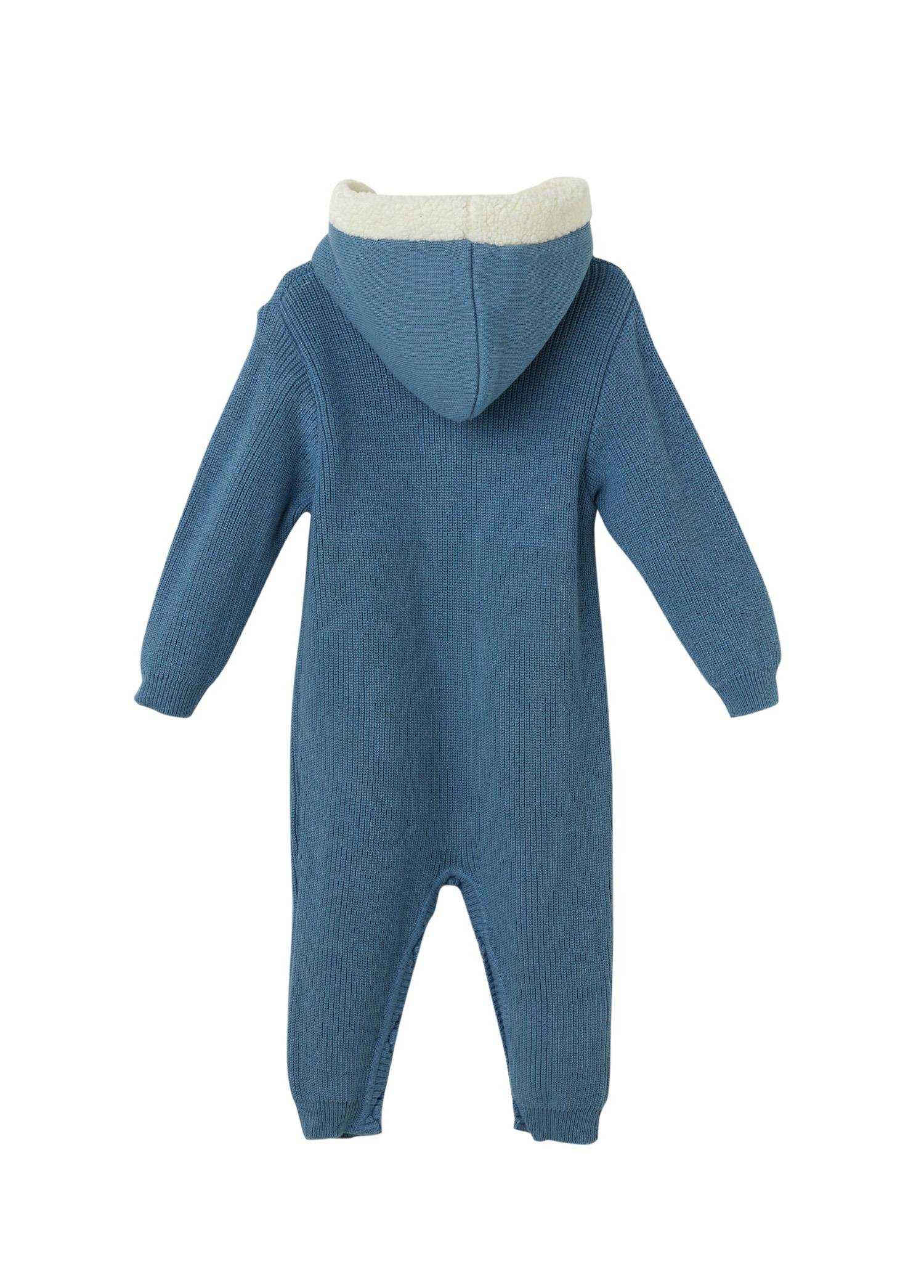 Bebe Mavi Organik Pamuk Kanguru Cepli Tulum