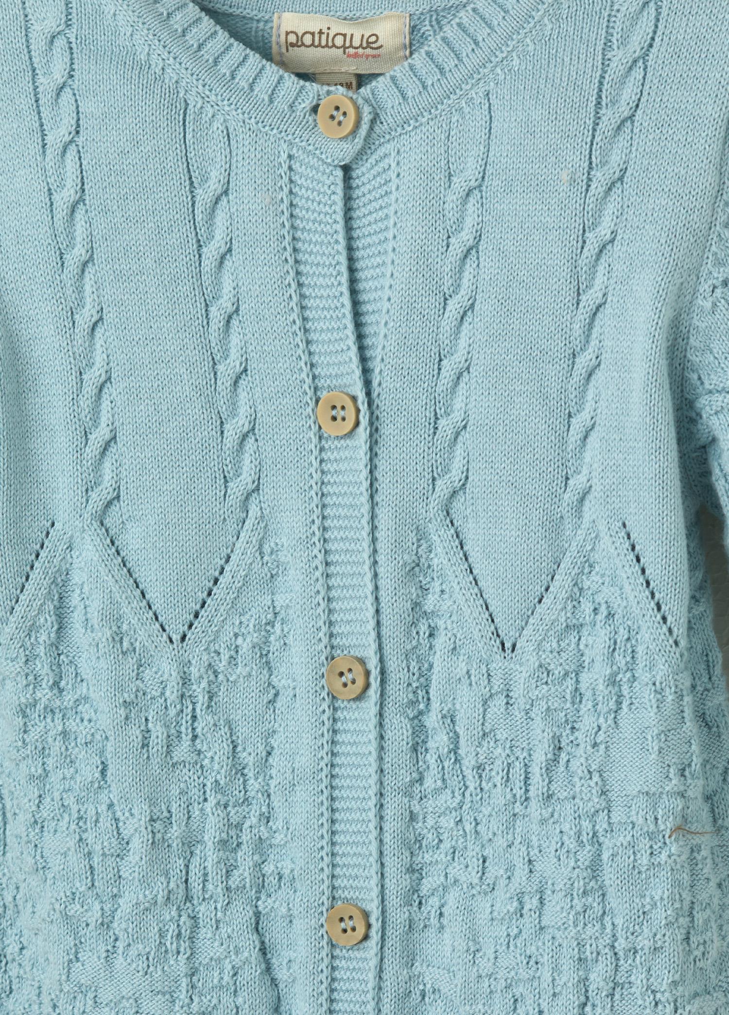 Bebe Mavi Organik Pamuk Örgülü Tulum