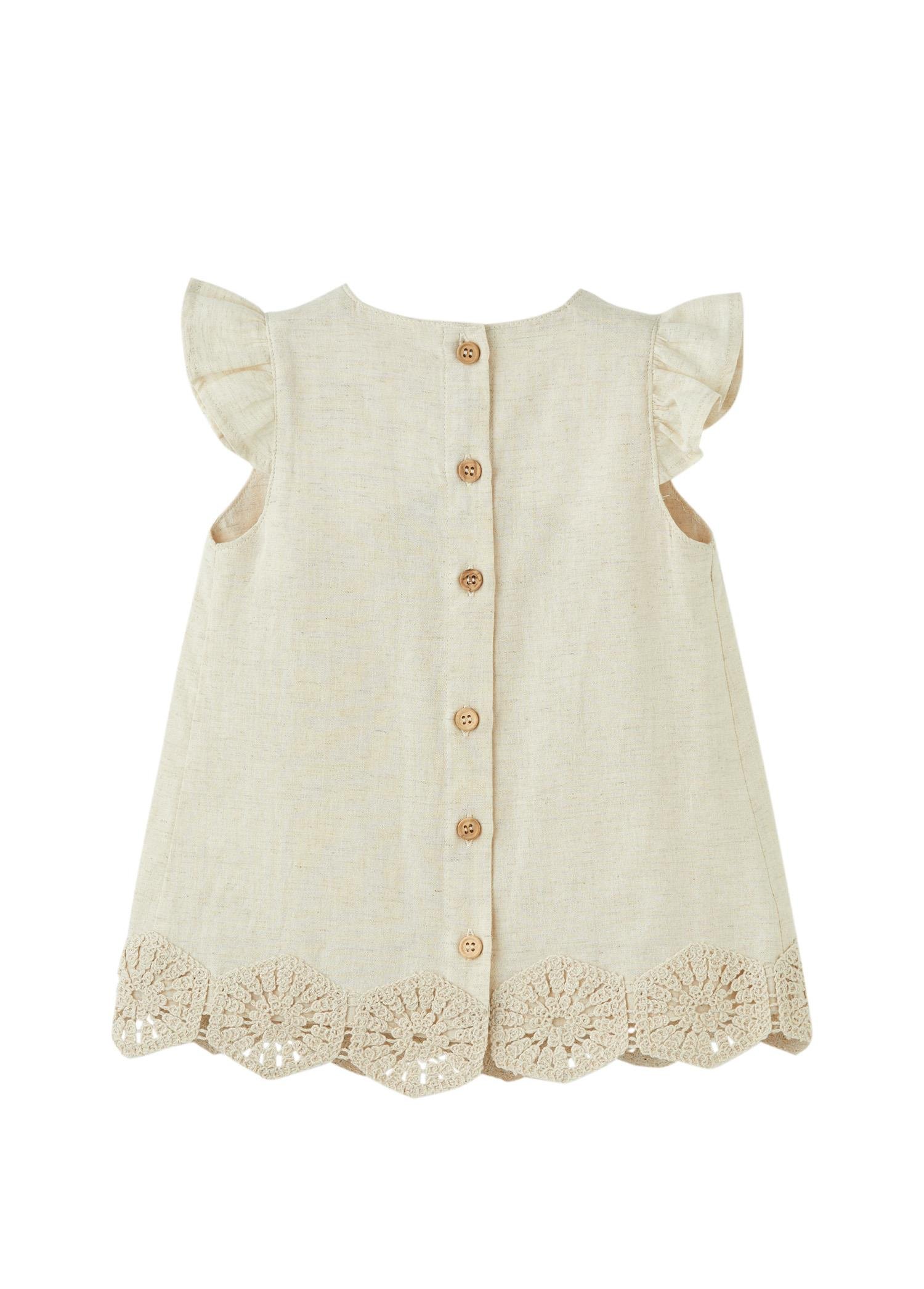 Bej Boho Raw Kız Elbise