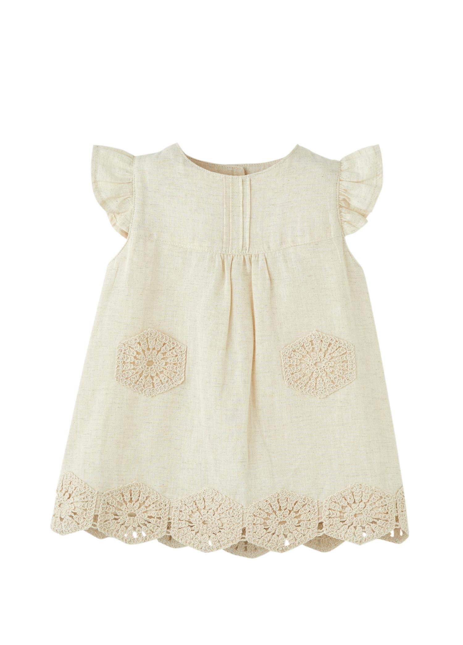 Bej Boho Raw Kız Elbise