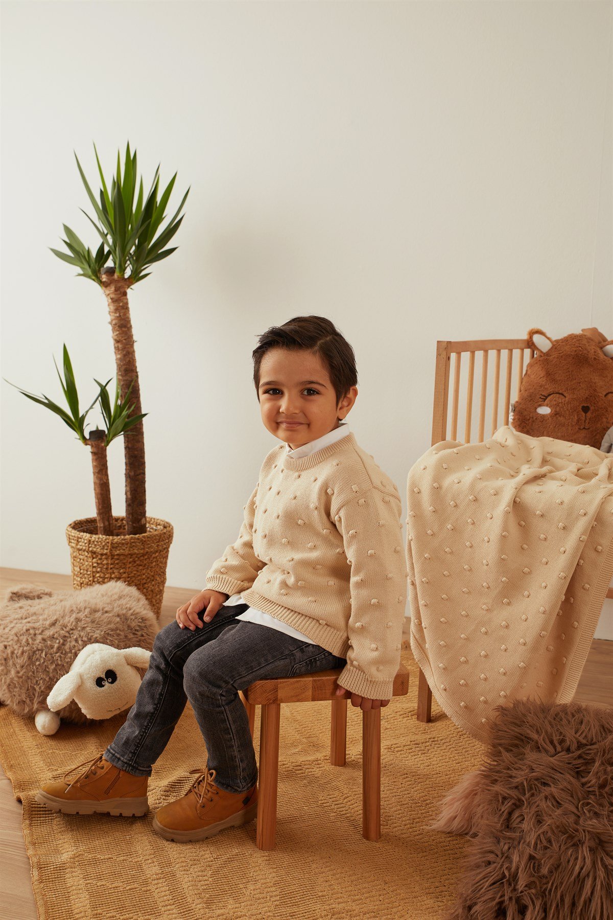 Bej Bubble Bebek Kazak