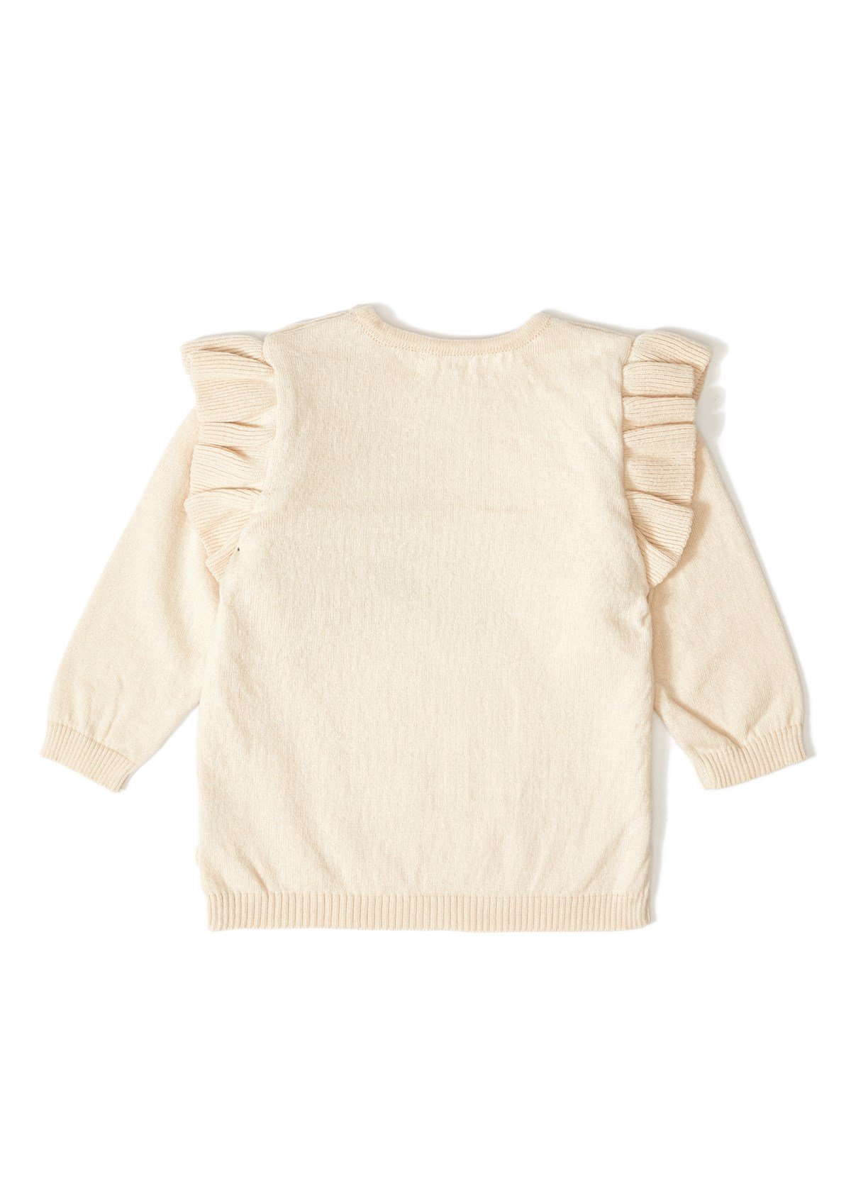 Bej Organik Pamuk Kalp Desenli Triko Kız Bebek İkili Takım