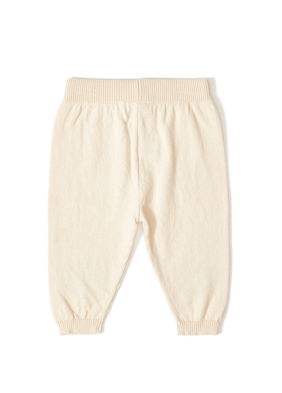 Bej Organik Pamuk Kalp Desenli Triko Kız Bebek İkili Takım