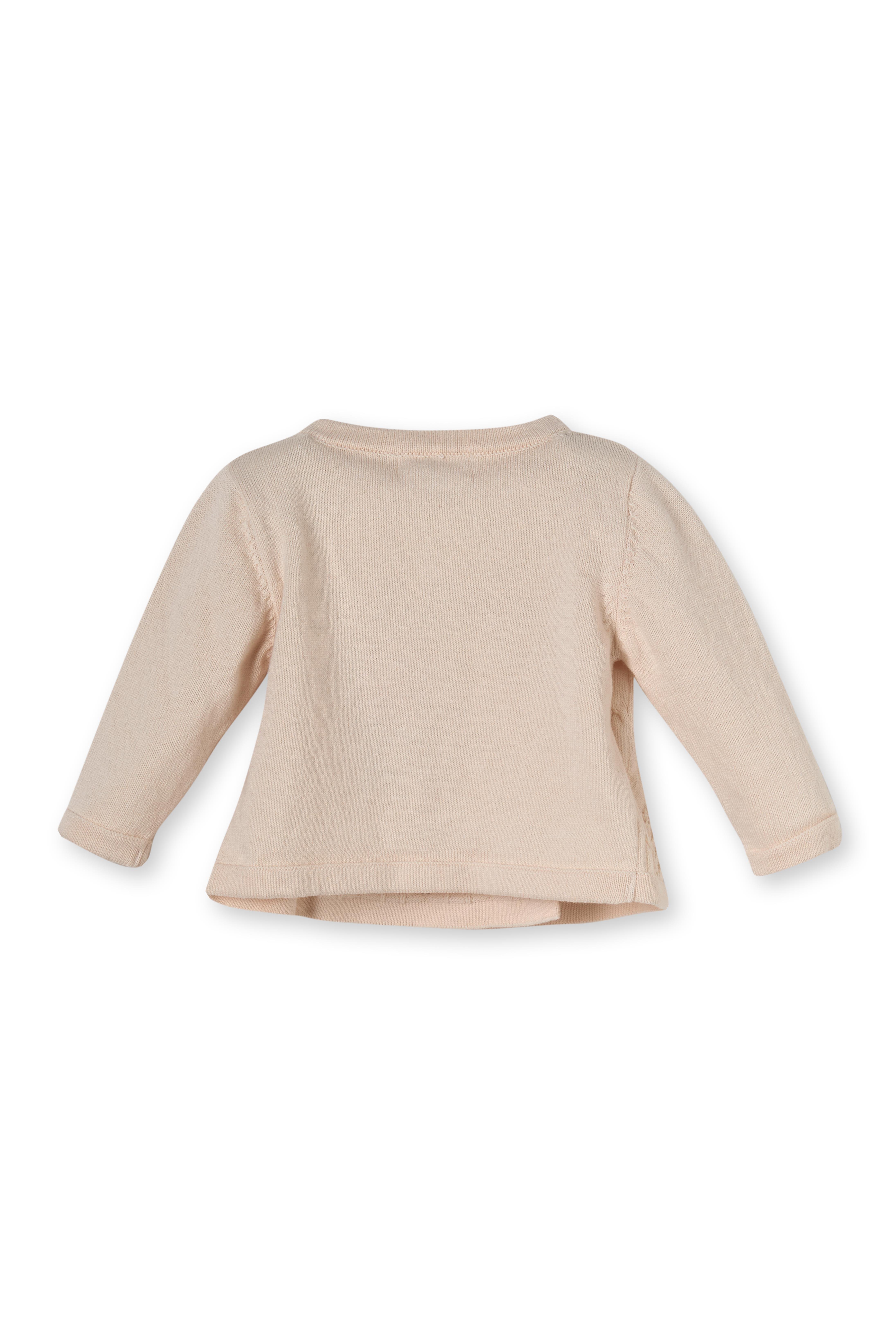 Bej Organik Pamuklu Dört Parça Yenidoğan Triko Kız Bebek Takımı