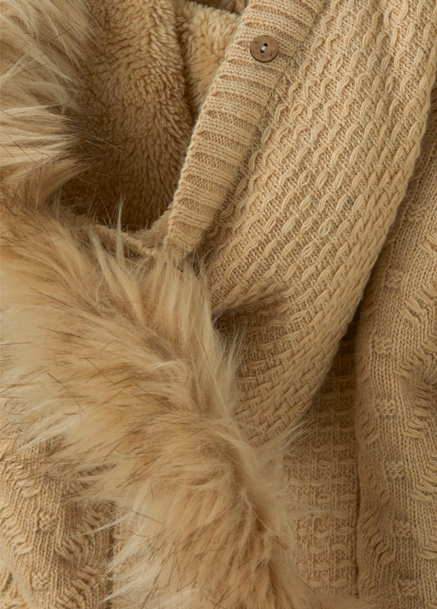 Bej Organik Pamuk Kürklü Bebek Tulum