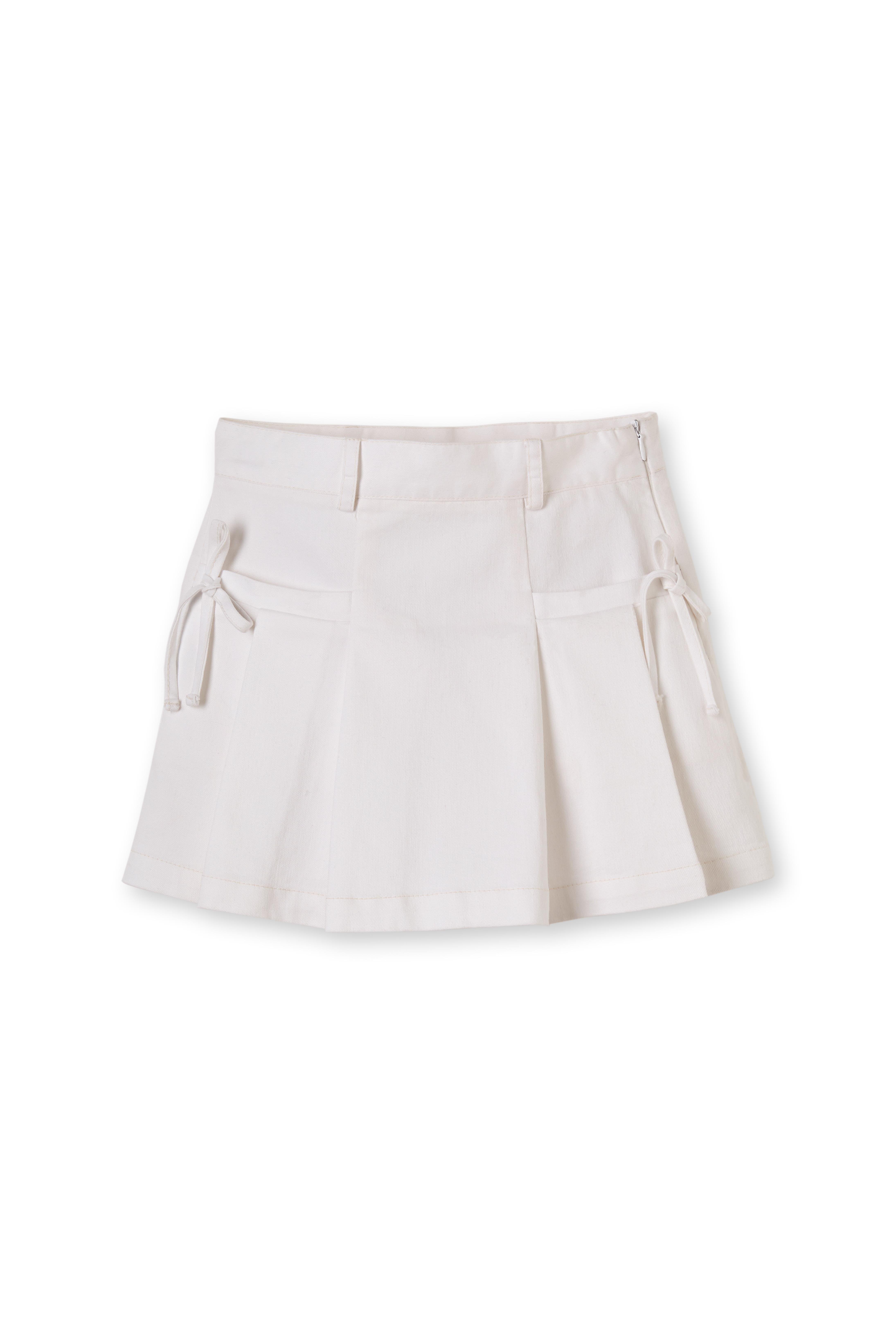 Beyaz Denim Fermuarlı Pamuklu Kız Çocuk Etek